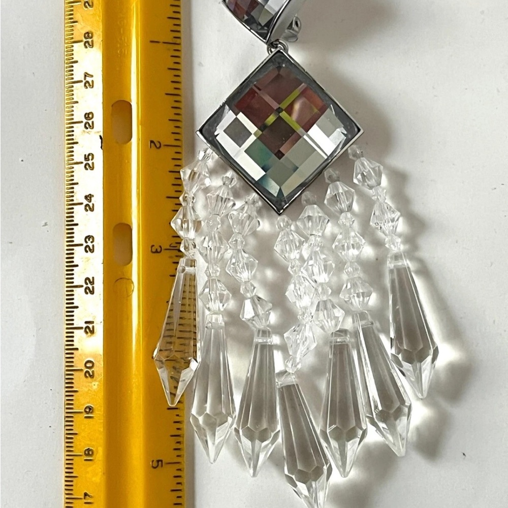 Balmain By H&M Chandelier clip on Earrings Crystal Embellishments new inbox - Picture 6 of 7